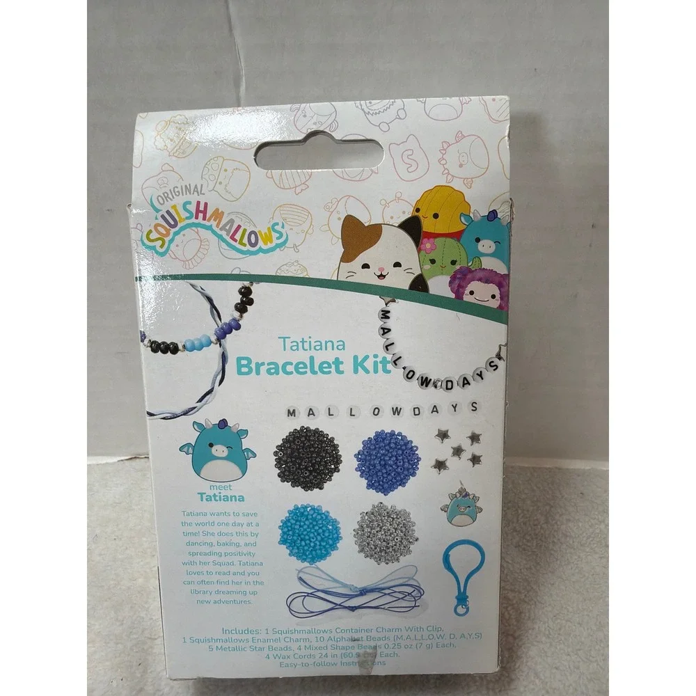 NEW‎ Squishmallows Bracelet Kit OS Blue Tatiana Dragon DIY Jewelry Set